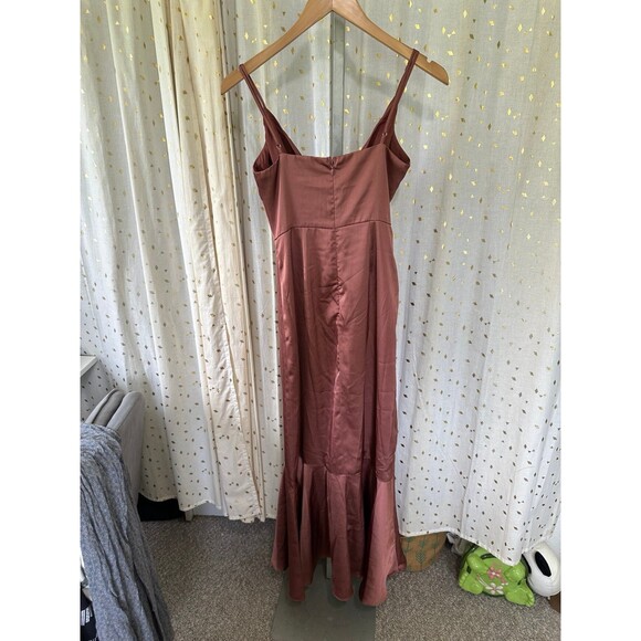 Lulus Enchanted Moments Mauve Pink Satin Ruffled High-Low Surplice Dress XS - Picture 6 of 9